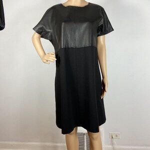 Sonia Speciale Luxury Lambskin & Ponte Shift Dress Sz Italy 48 US 14 XL Leather